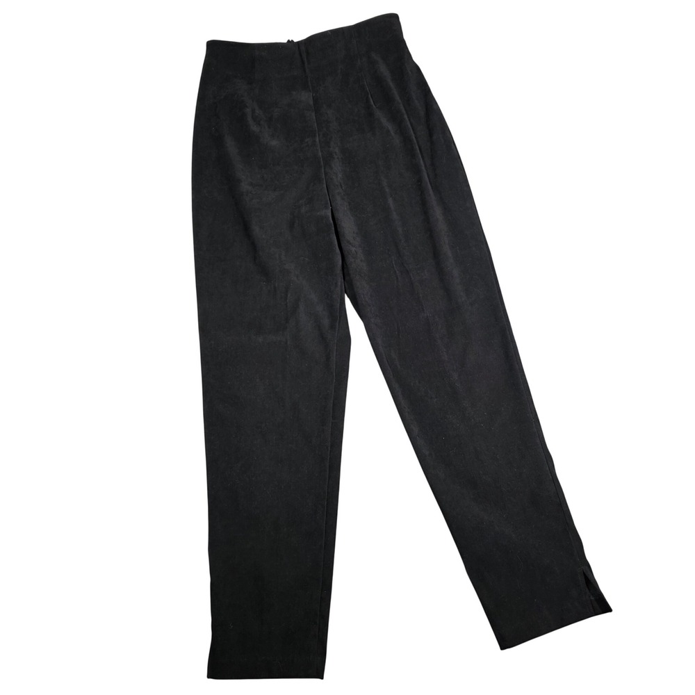 Vintage Nancy Bolen Pants Faux Suede Velvet 10 Black High Rise Trousers 90s USA